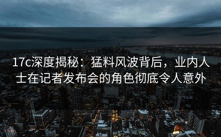 17c深度揭秘：猛料风波背后，业内人士在记者发布会的角色彻底令人意外